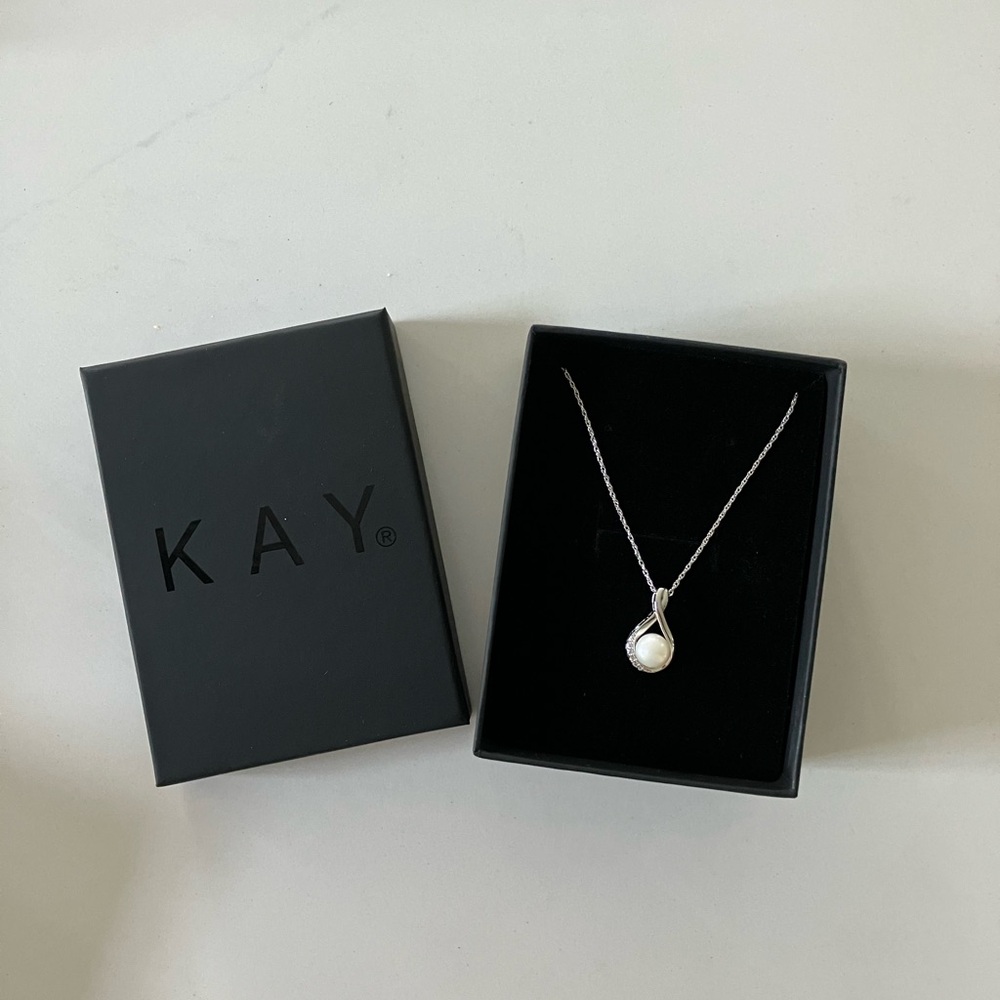 Kay Jewelers Cultured Pearl Sapphire Twist Necklace Sterling Silver